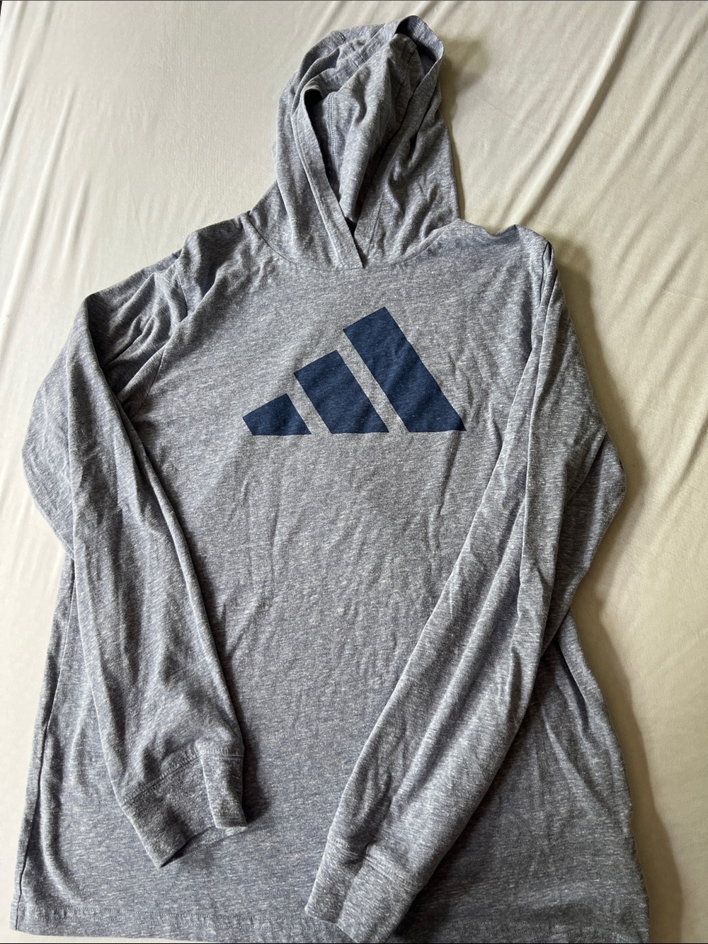 Adidas Boys light Blue Hooded Long Sleeve Shirt with Navy Logo